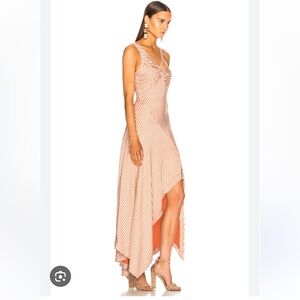 Jonathan Simkhai Striped High Low Dress in Orange and White